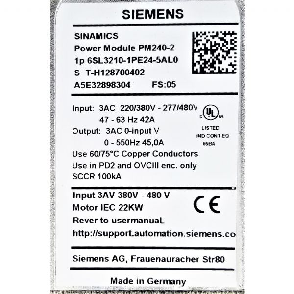 6SL3210-1PE24-5AL0 - 63314